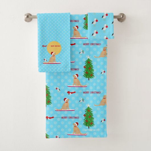 ゴールデンクリスマスビーチデイシャワーカーテン バスタオルセット (インサイチュ)