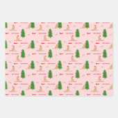 ゴールデンクリスマスビーチデイピンクギフトラップセット3 ラッピングペーパーシート (正面)