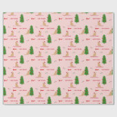 ゴールデンクリスマスビーチデイピンクギフトラップ ラッピングペーパー (フラット)