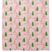 ゴールデンクリスマスビーチデイピンクシャワーカーテン シャワーカーテン (正面)