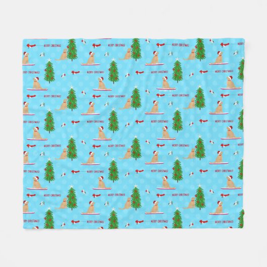 ゴールデンクリスマスビーチデイフリースブランケット フリースブランケット (正面(横))