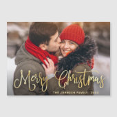 ゴールデンクリスマスフォトホリデー磁気カード (正面)