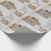 ゴールデンクリスマスプレゼントとロッキングホース玩具 ラッピングペーパー (角)