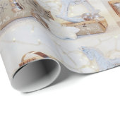 ゴールデンクリスマスプレゼントとロッキングホース玩具 ラッピングペーパー (ロールコーナー)