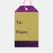 ゴールデンクリスマスプレゼントパープルフェイクグリッター ギフトタグ (裏面)