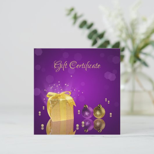 ゴールデンクリスマスプレゼントボックスギフト証明書 (スタンド正面)