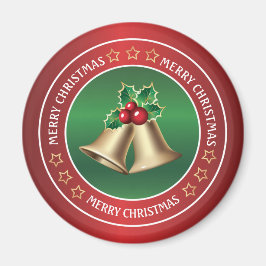 ゴールデンクリスマスベルとホリー マグネット