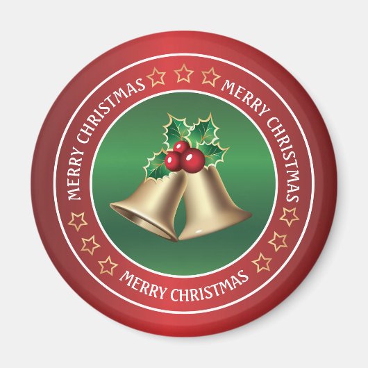 ゴールデンクリスマスベルとホリー マグネット (正面)
