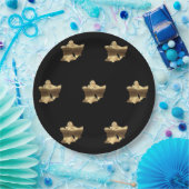 ゴールデンクリスマスベルズブラック金ゴールドパターンエレガント ペーパープレート (パーティー)