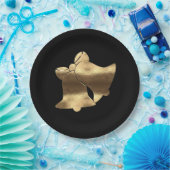 ゴールデンクリスマスベルズブラック金ゴールドフェスティバル エレガント ペーパープレート (パーティー)