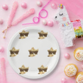 ゴールデンクリスマスベルズホワイト金ゴールドパターエレガントン ペーパープレート (パーティー)