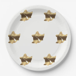 ゴールデンクリスマスベルズホワイト金ゴールドパターエレガントン ペーパープレート