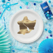 ゴールデンクリスマスベルズホワイト金ゴールドフェスティバル エレガント ペーパープレート (パーティー)