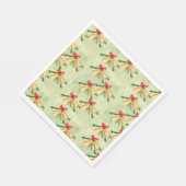 ゴールデンクリスマスベルヴィンテージアートスタイルレッドグリーン スタンダードランチョンナプキン (角)