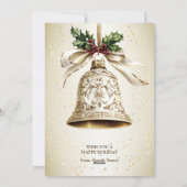 ゴールデンクリスマスベル光沢のある星グリーン離れ シーズンカード (裏面)