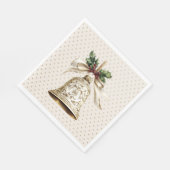 ゴールデンクリスマスベル光沢のある星グリーン離れ スタンダードランチョンナプキン (角)