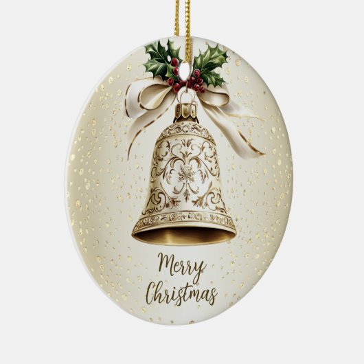 ゴールデンクリスマスベル光沢のある星グリーン離れ セラミックオーナメント (右)