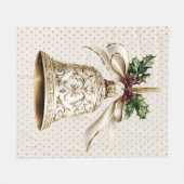 ゴールデンクリスマスベル光沢のある星グリーン離れ フリースブランケット (正面(横))