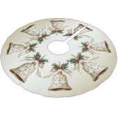 ゴールデンクリスマスベル光沢のある星グリーン離れ ブラッシュドポリエステルツリースカート (アングル)