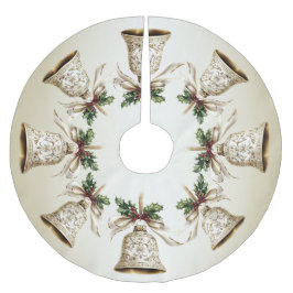 ゴールデンクリスマスベル光沢のある星グリーン離れ ブラッシュドポリエステルツリースカート