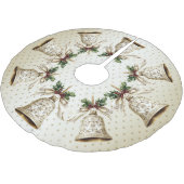 ゴールデンクリスマスベル光沢のある星グリーン離れ ブラッシュドポリエステルツリースカート (アングル)