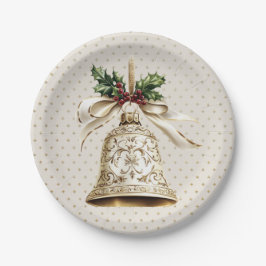 ゴールデンクリスマスベル光沢のある星グリーン離れ ペーパープレート