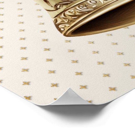 ゴールデンクリスマスベル光沢のある星グリーン離れ ポスター (角)