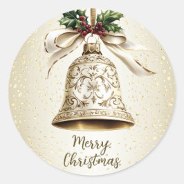 ゴールデンクリスマスベル光沢のある星グリーン離れ ラウンドシール