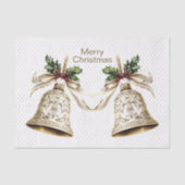 ゴールデンクリスマスベル光沢のある星グリーン離れ 薄葉紙 (正面)