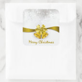 ゴールデンクリスマスベル&スノーフォール付きボウ スクエアシール (バッグ)