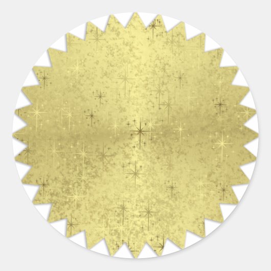 ゴールデンクリスマスホリデースターズジグザグエッジ ラウンドシール (正面)