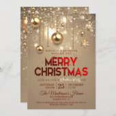 ゴールデンクリスマスボーブル&スターズクリスマス 招待状 (正面/裏面)