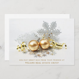 ゴールデンクリスマスボールオーナメント企業の挨拶 シーズンカード