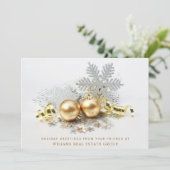 ゴールデンクリスマスボールオーナメント企業の挨拶 シーズンカード (スタンド正面)