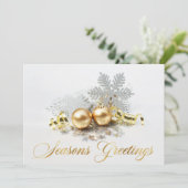 ゴールデンクリスマスボールオーナメント企業の挨拶 シーズンカード (スタンド正面)