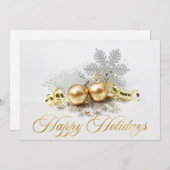 ゴールデンクリスマスボールオーナメント企業の挨拶 シーズンカード (正面/裏面)