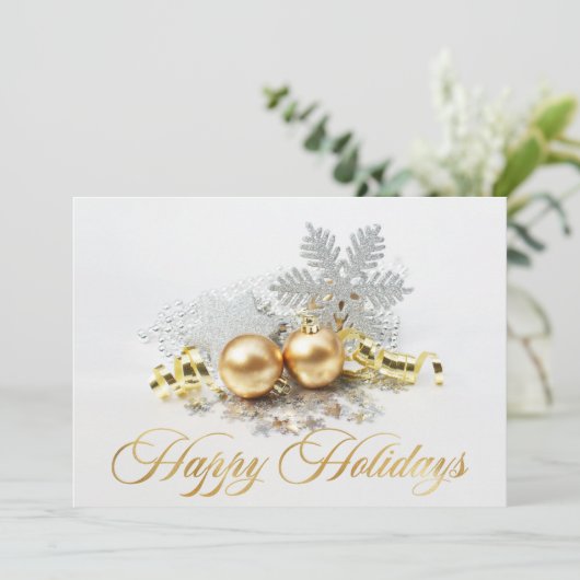 ゴールデンクリスマスボールオーナメント企業の挨拶 シーズンカード (スタンド正面)