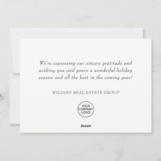 ゴールデンクリスマスボールオーナメント企業の挨拶 シーズンカード (裏面)