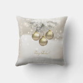 ゴールデンクリスマスボール&シルバーパインツリーブランチ クッション (裏面)