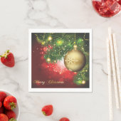 ゴールデンクリスマスボール&パインツリーブランチ紙 スタンダードカクテルナプキン (インサイチュ)