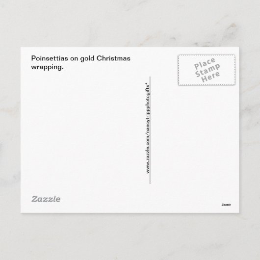 ゴールデンクリスマスポインセティアオンフォイル紙 シーズンポストカード (裏面)