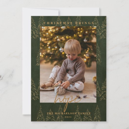 ゴールデンクリスマスモミの木2写真 シーズンカード (正面)
