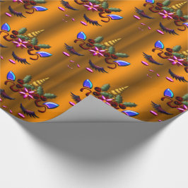 ゴールデンクリスマスユニコーン ラッピングペーパー