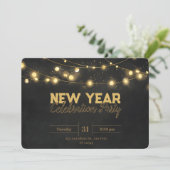 ゴールデンクリスマスライトミニマリスト新年 招待状 (スタンド正面)