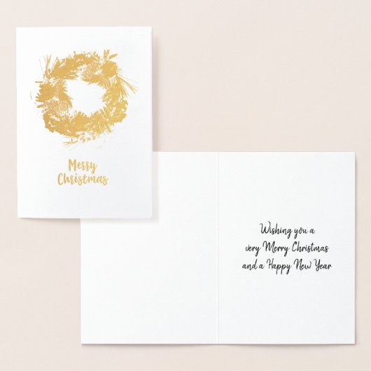 ゴールデンクリスマスリースメリークリスマスフォイルカード 箔カード (ディスプレー)