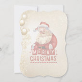 ゴールデンクリスマス背景に赤いサンタ 招待状 (裏面)
