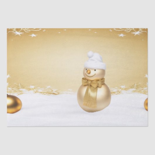 ゴールデンクリスマス雪だるまホリデーティッシュペーパー 薄葉紙 (正面)