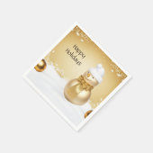 ゴールデンクリスマス雪だるまホリデーペーパーナプキン スタンダードカクテルナプキン (角)