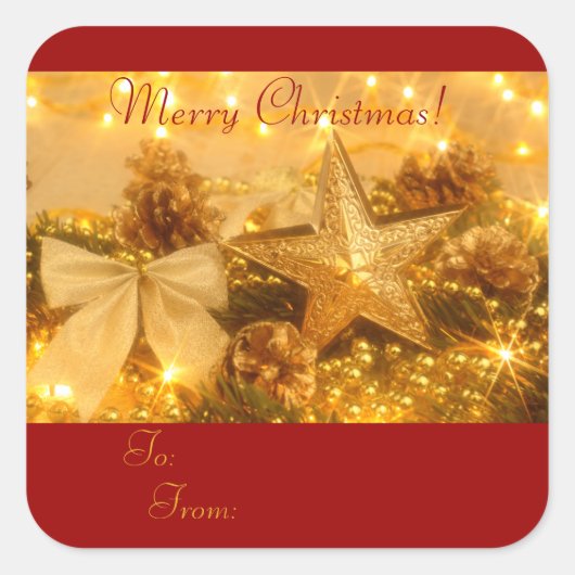 "ゴールデンクリスマス"ギフトラベルシール スクエアシール (正面)