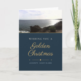 ゴールデンクリスマス ランサローテ島の海の風景 クリスマスカード カード
